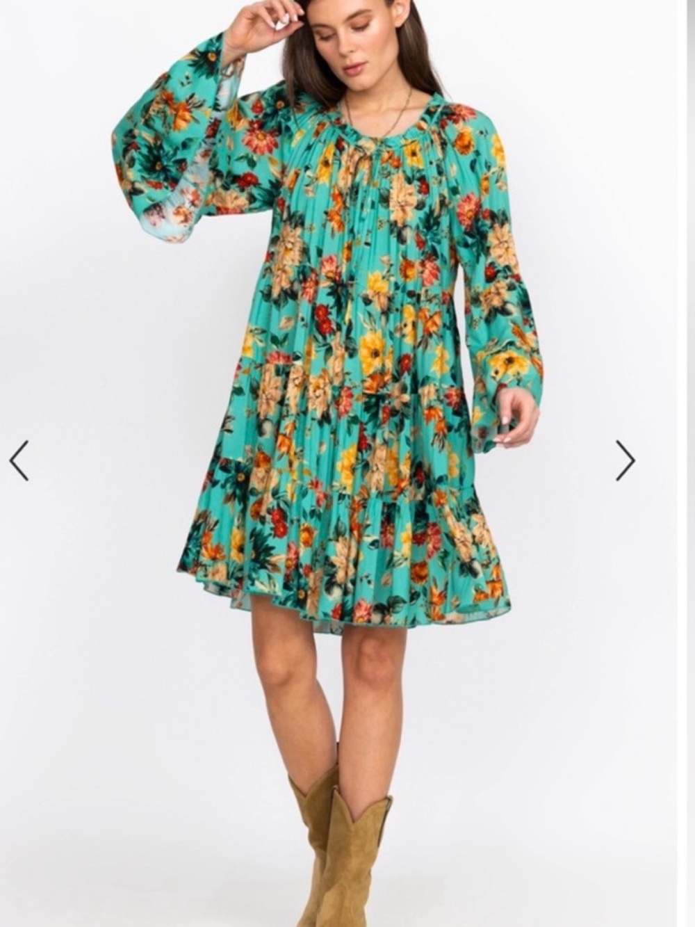 Johnny Was Tulum Floral Tiered Mini Dress